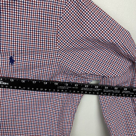 Ralph Lauren Shirt Mens Medium Red Blue Gingham Check Button Down Classic Fit - Picture 6 of 9